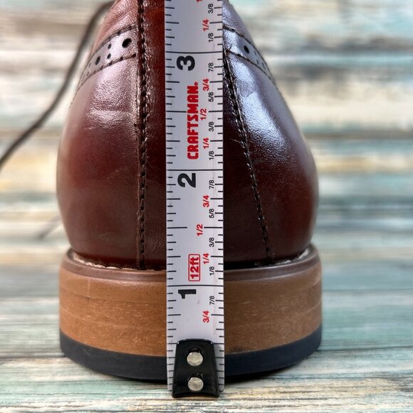 Stacy Adams Dickinson Oxford Dress Shoe Mens Sz 9.5M Shiny Brown Leather Cap Toe main image 10